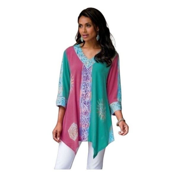 Soft Surroundings Top Small Art To Wear Fairy Asymmetrical Rainbow Colorful - Picture 1 of 10